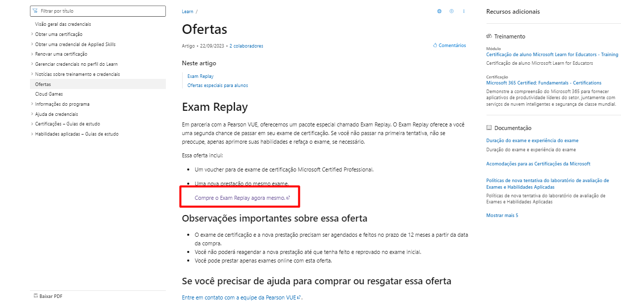 Como agendar um Exame de Certificação Microsoft com Retake(Exam Replay